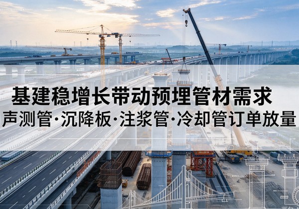 万州区基建稳增长带动预埋监测管材需求，声测管、沉降板、注浆管订单持续放量